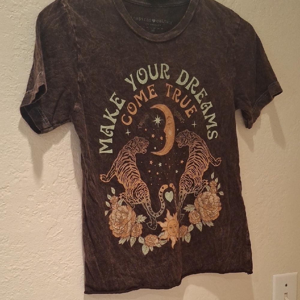 Brown Graphic T-Shirt with Dream Design
